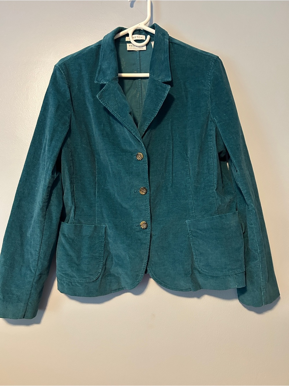 Liz Claiborne Teal Corduroy Blazer Jacket - Women's Vintage 14 Stretch